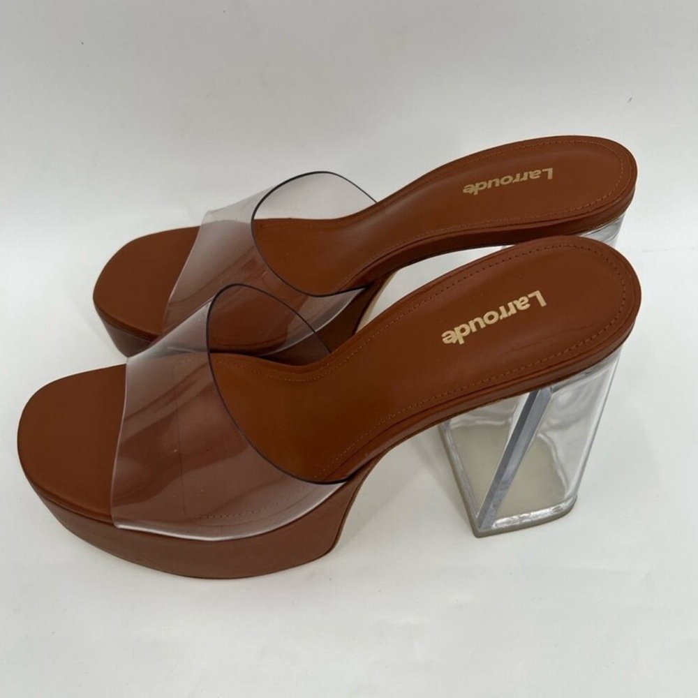 Larroude Dolly Lucite Vinyl Platform Mules